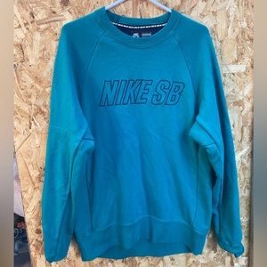 Nike SB Mens Sweatshirt Medium turquoise Skateboarding Spellout Pullover sweater